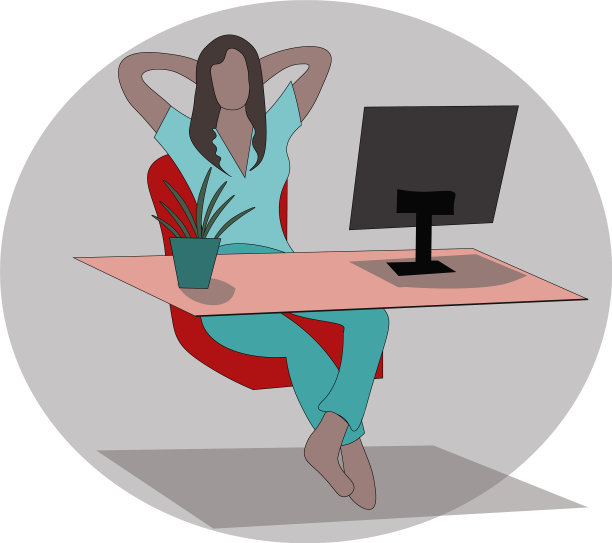 在家工作电脑女孩在网上工作图片下载