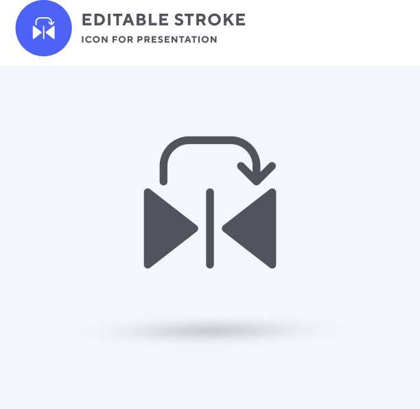 翻转图标填充平面标志实心图片下载