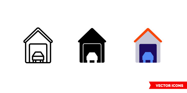 车库图标3种类型孤立标志图片下载