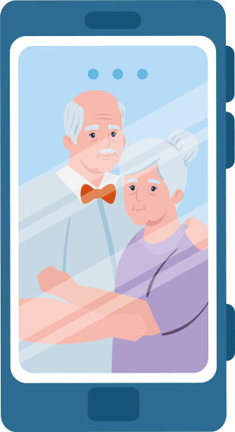 用智能手机视频给老夫妇打电话开会图片下载