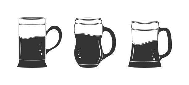 设置一个空轮廓孤立的马克杯图片下载