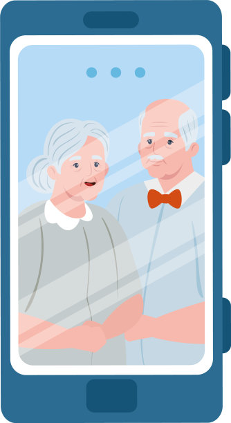 用智能手机视频给老夫妇打电话开会图片下载