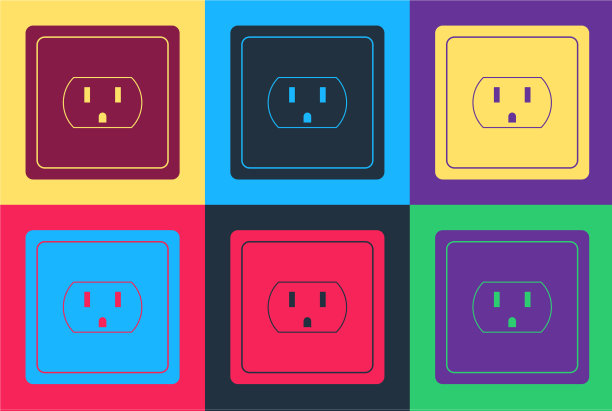 波普艺术插座在美国图标孤立图片下载