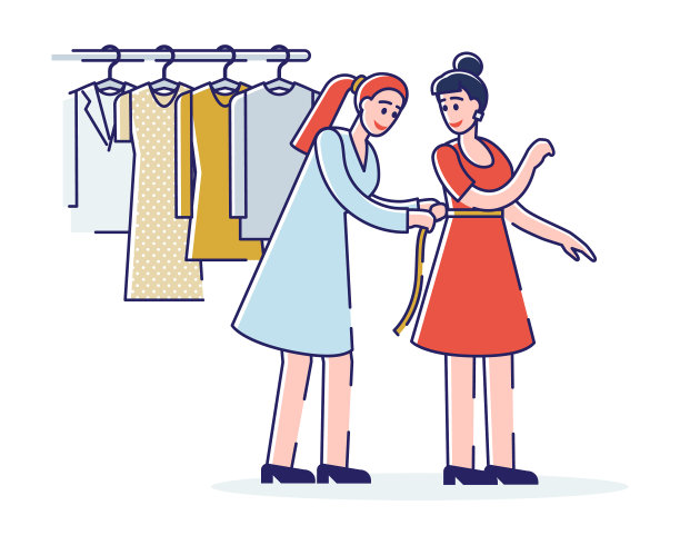 在服装店帮助顾客的店员图片下载