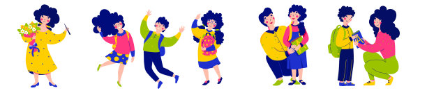 卡通人物回到学校知识日图片下载