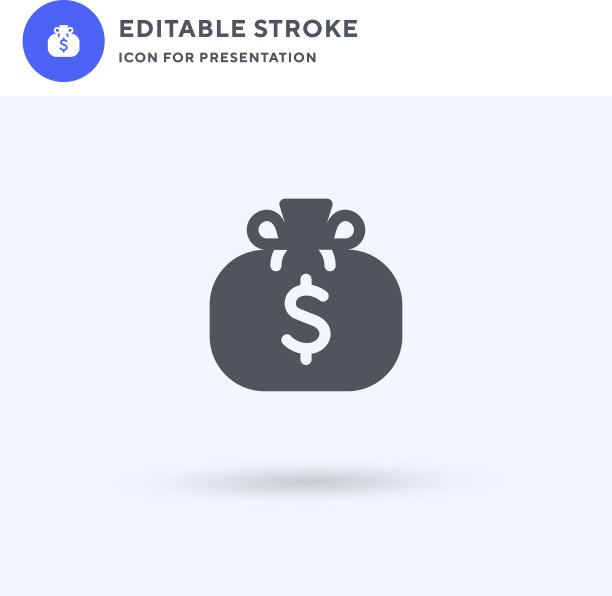 钱袋的图标充满了平坦的标志固体图片下载