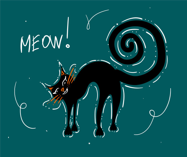 有趣的可怕的猫与漩涡尾巴图片下载