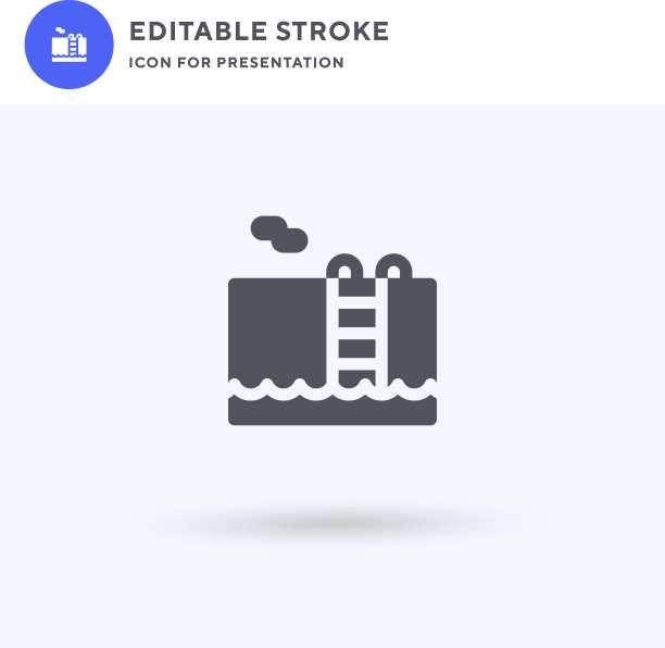 游泳池图标填充平面标志固体图片下载