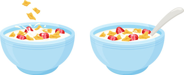 麦片片牛奶早餐燕麦卷碗图片下载