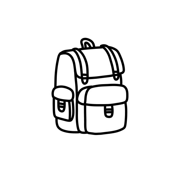 背包涂鸦图标黑色线条图片下载
