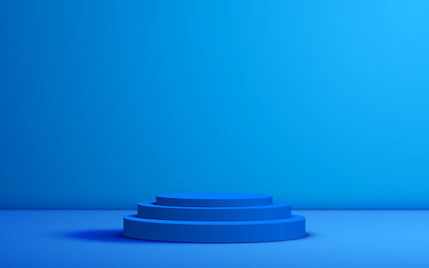 蓝色演播室里的蓝色讲台图片下载