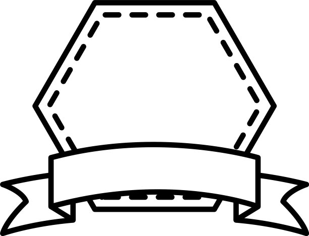 六边形框架和丝带图标线条样式图片下载