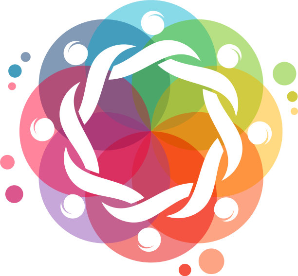 多彩快乐的人社区标志团队合作图片下载