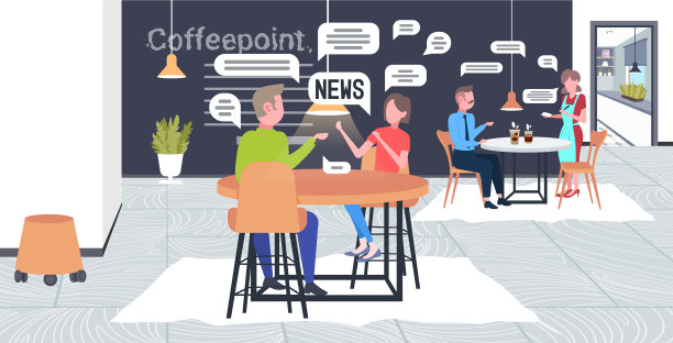 客人们在咖啡馆里聊天图片下载