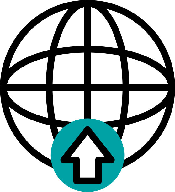 全球球和上传箭头图标半线图片下载