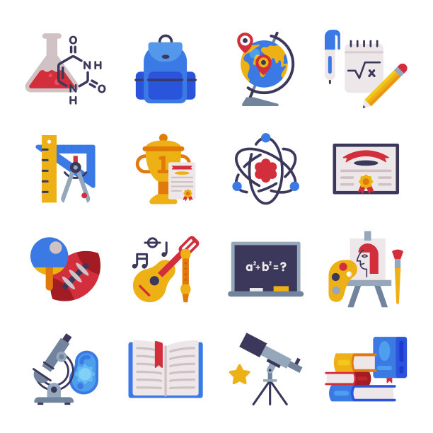 不同的学校文具和用品套装图片下载