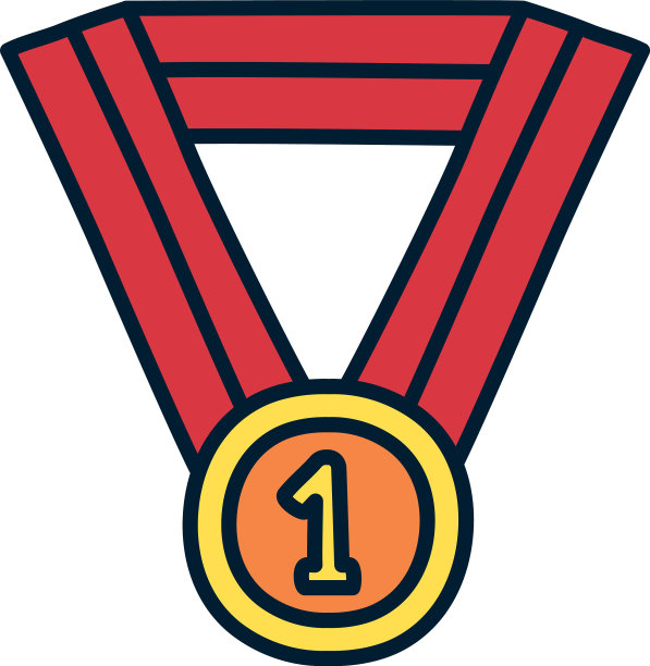 胜利者奖章图标填充和线条风格图片下载