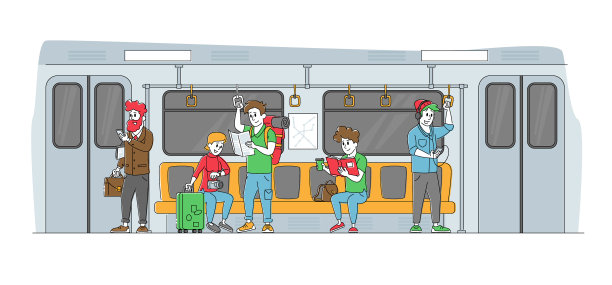 乘地铁上班的乘客图片下载