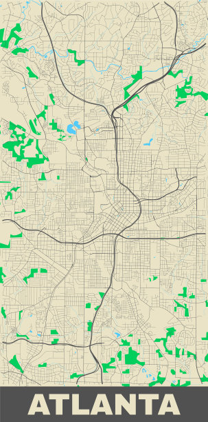 亚特兰大地图垂直地图亚特兰大城市海报图片下载