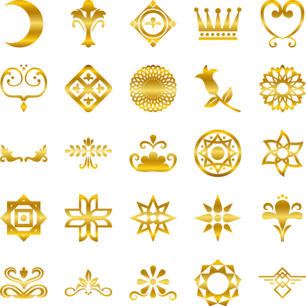 装饰金色渐变风格的图标集图片下载