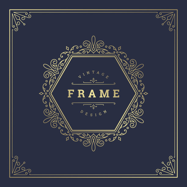 复古花饰旋涡线框图片下载