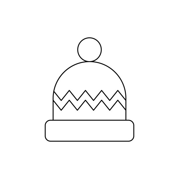 针织帽与绒球图标在极简主义图片下载