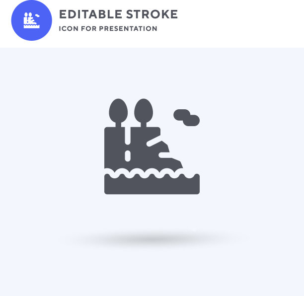 悬崖图标填充平坦标志固体图片下载