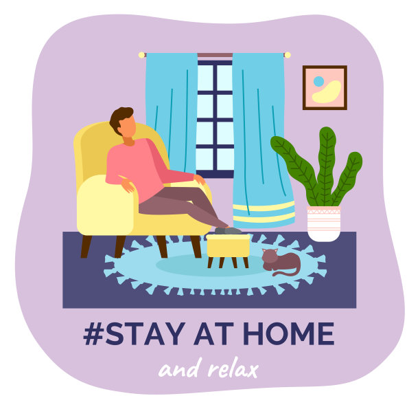呆在家里，坐在扶手椅上放松图片下载