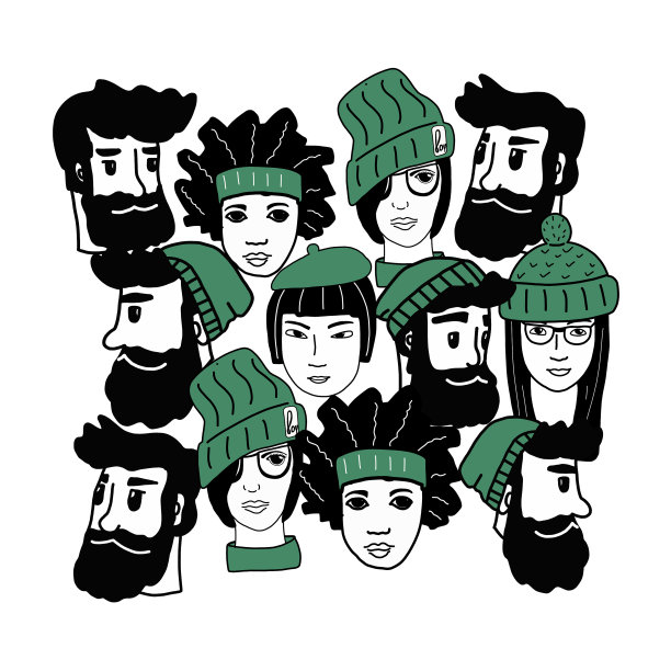 快乐的人-一个手绘的图案一群图片下载