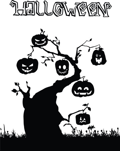 万圣节圣诞树场景图片下载