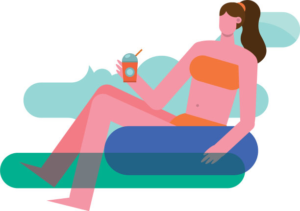 年轻女子穿着泳衣在水中放松图片下载