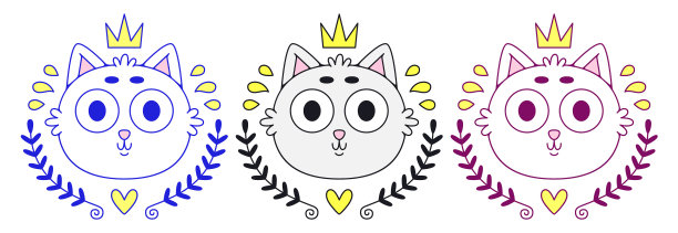 可爱的小猫头彩色的猫标志艺术为t图片下载