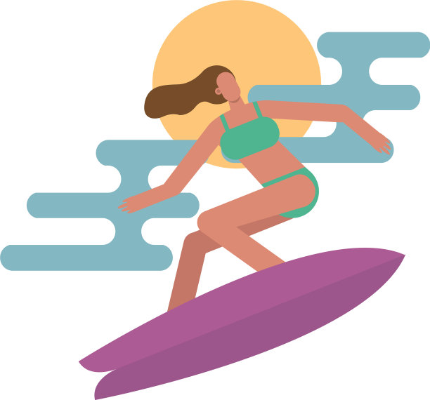 年轻女子穿着泳装冲浪人物图片下载