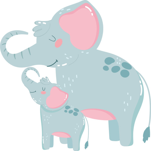 可爱的动物妈妈和baelephants图标设计图片下载