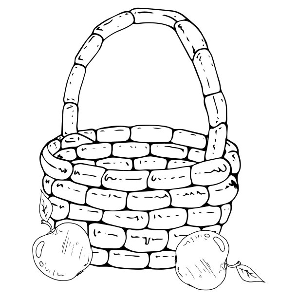 一个用漂亮的柳条编成的苹果篮子图片下载