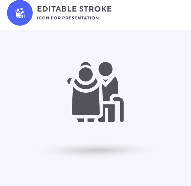 老年人图标填充平面标志实图片下载