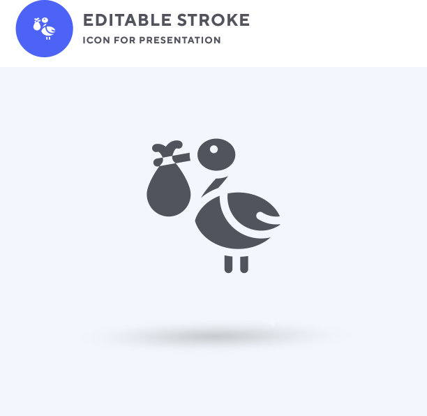 鹳图标填充平面标志固体图片下载