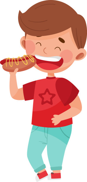 小男孩的性格显示喜欢热狗图片下载