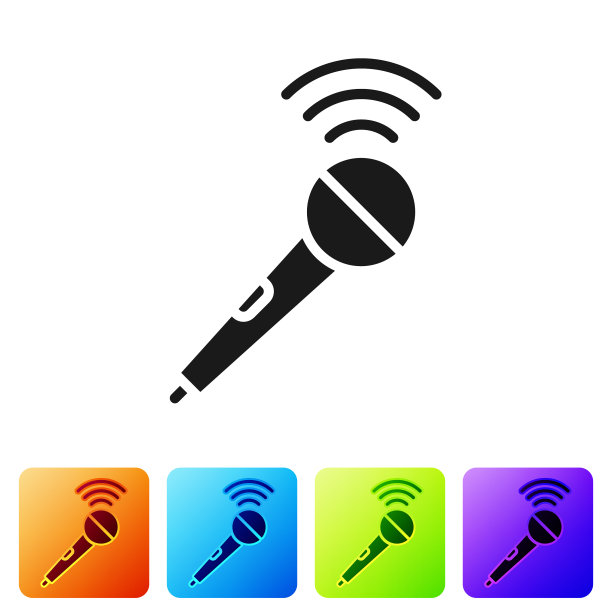 黑色无线麦克风图标隔离在白色图片下载