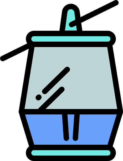 滑雪缆车图标轮廓风格图片下载