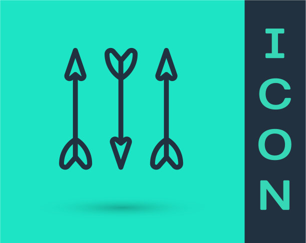 黑色线时髦箭头图标隔离在绿色图片下载