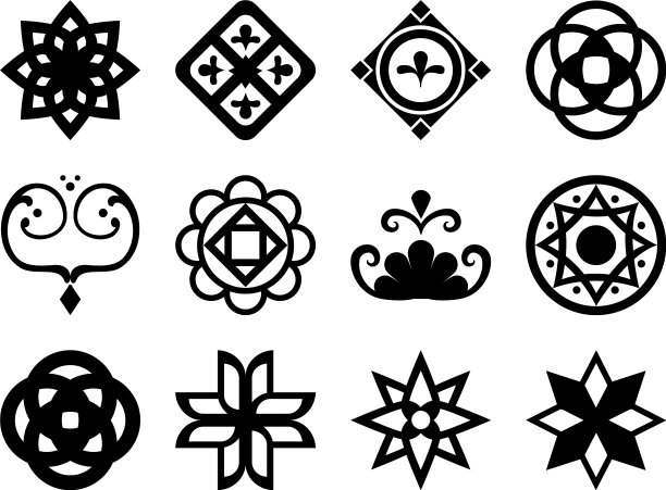 装饰品剪影风格图标集设计图片下载