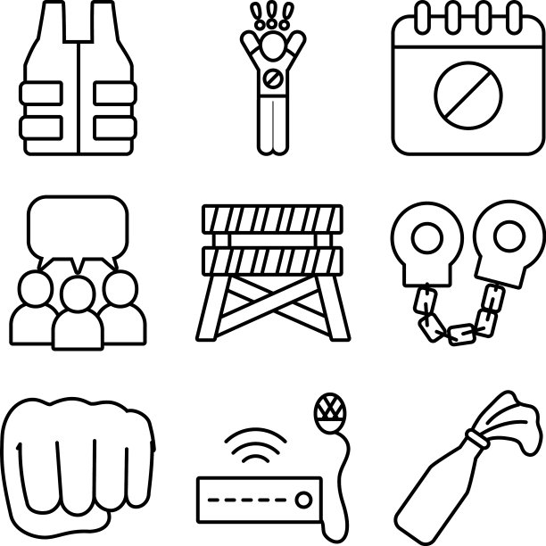 示威和抗议线性风格图标集图片下载