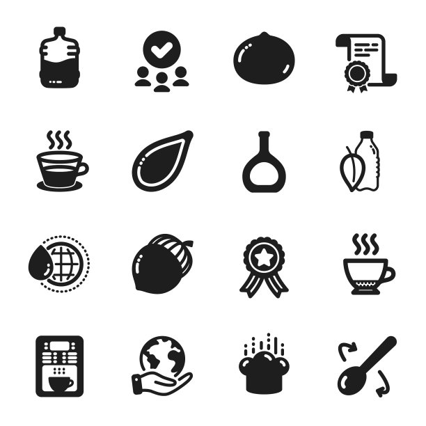 设置食物和饮料的图标，如水瓶图片下载