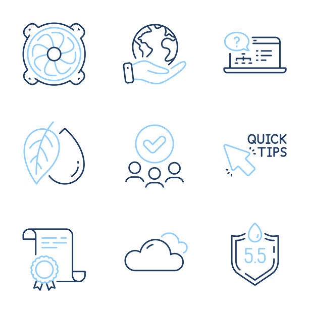 多云天气电脑风扇和矿物油图标图片下载