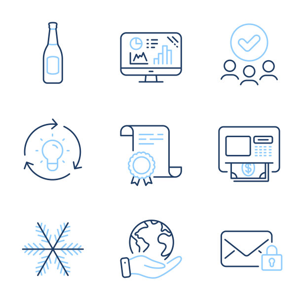 安全邮件分析图表和想法图标集图片下载