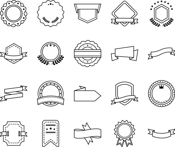 装饰印章和贴纸系列图标设置图片下载