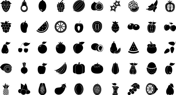 健康水果图标设置剪影风格图片下载