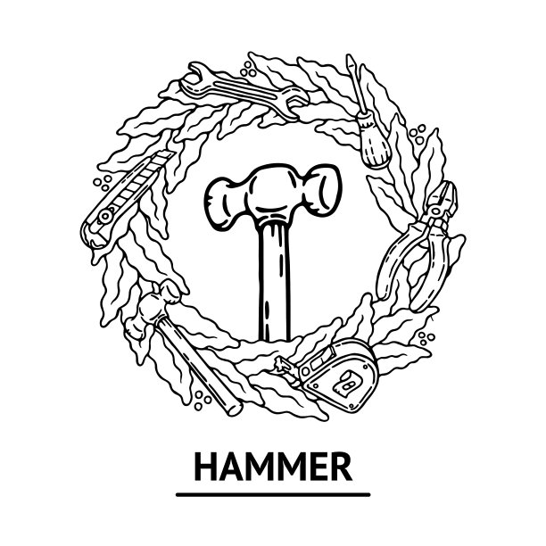 手绘黑白花圈配一套图片下载