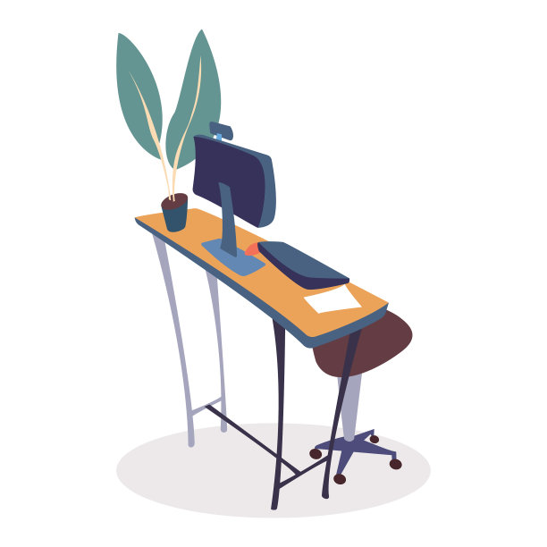 工作场所的办公室或家庭电脑和植物图片下载